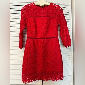 Cynthia Rowley Red Lace Embroidered Mini Dress 6 NWT